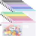 Sooez 20 Pack Mesh Zipper Pouch Bags, A4 Letter Size, Zipper Bags with Label Pocket, Waterproof Pouches for Classroom Organization, Board Game Storage, Document Bag for Teacher School Office Supplies