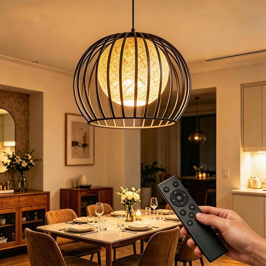 Pendant Light Modern Chandelier with Remote Control for Living Dining Room, 11"x11"x9.9"