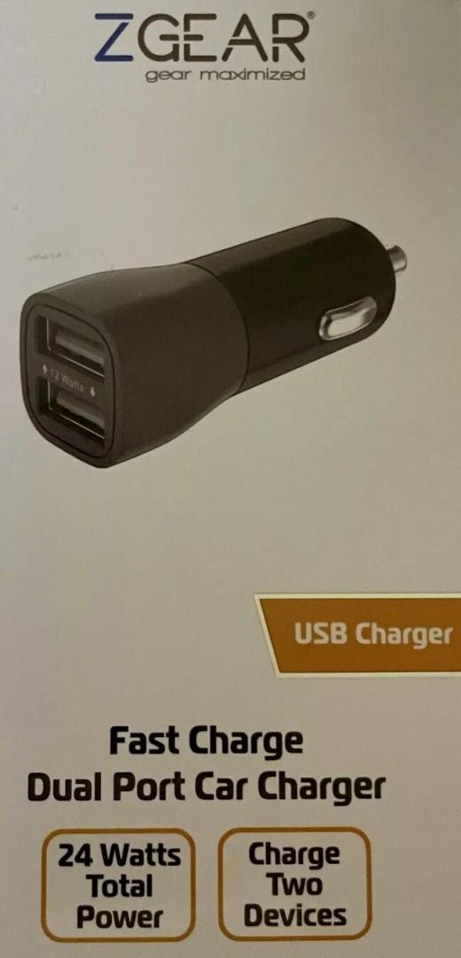 Zgear Fast Charge Dual Port Car Charger 24 W USB Charger