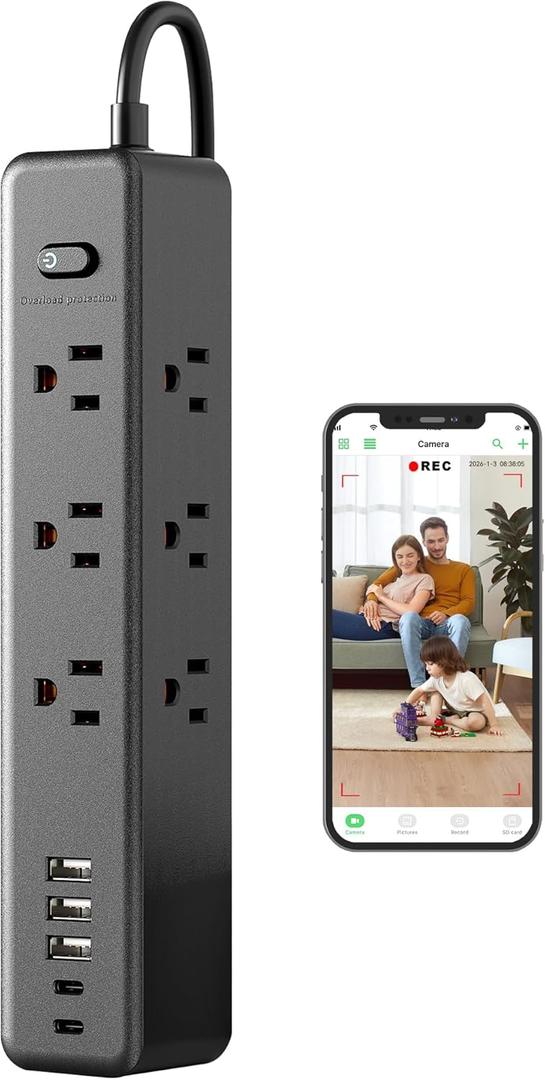 Small Nanny Camera - Mini Wi-Fi Security Cam - Indoor Wireless Cameras - Motion Detection - USB Port - Side, Camera on Side