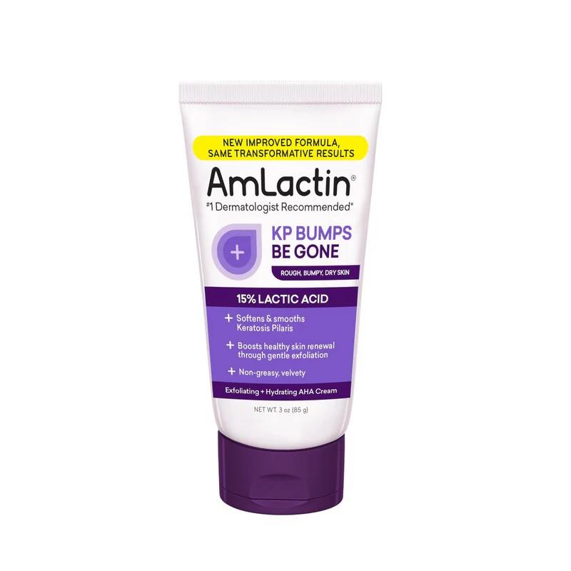 AmLactin KP Bumps Be Gone - Therapeutic Body Cream for Keratosis Pilaris - No-Scrub Exfoliator and Body Moisturizer for Dry Skin with 15% Lactic Acid AHA, 3 oz 