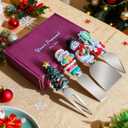 4-Piece Hand Christmas Resin Handles Cheese Knives, Xmas Charm Cheese Spreader Knife for Charcuterie Board Tools