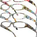 Gaoye 4-Pack Readers for Women, Blue Light Blocking Reading Glasses, Stylish Reading Glasses for Women in 4 Patterns (Flowers)
