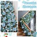 40 Pcs Christmas Glitter Artificial Poinsettia Flowers Picks and Artificial Tropical Leaves Glitter Berries Stems Cedar Picks Pine Needles for Xmas Tree Home Decoration(Blue)
