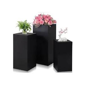 Zonon 3 Pcs Square Pedestal Stands for Party, Metal Display Stands Pillars for Wedding Bridal Ceremony Baby Shower Birthday Party Decorations, 29.5*13.4''(L), 23.6*11.8''(M), 19.7*10.2''(S)(Black)