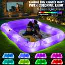 Inflatable Tanning Pool Lounger with Lights,81"x 60" Large Tanning Floats for Adults, Swirls Pool Lounger Float,Blow Up Tanning Water Bed with Cup&Phone Holder,Adults Tanning Pools for Backyard