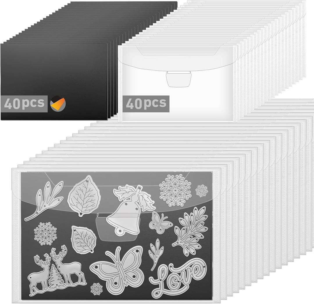 KKJCXY 80pcs Magnetic Sheets for Dies Storage, with Rubber Magnet Sheet, Die Cut Storage Essential Set for Die Cutting and DIY Scrapbooking (No storage box, 40 sheets+40 bags)