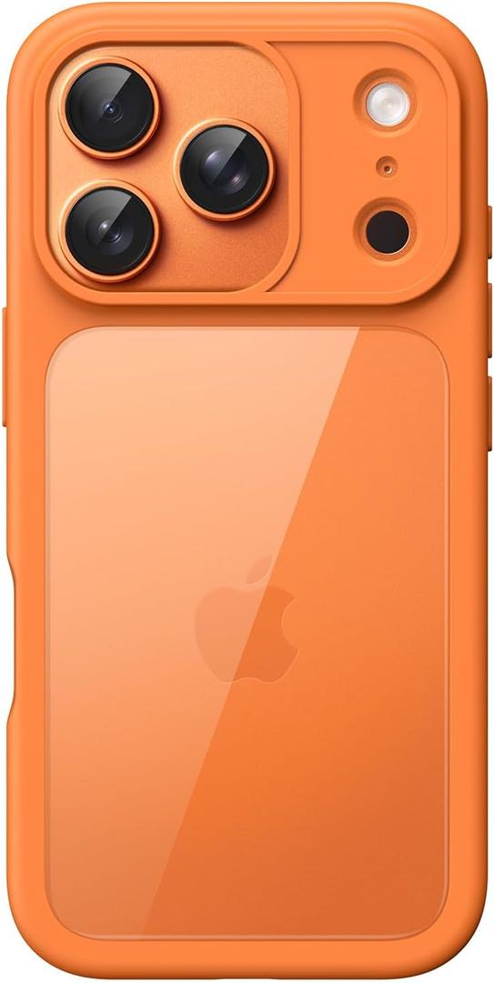 JETech Case for iPhone 17 Pro 6.3-Inch, Shockproof Phone Bumper Cover, Solid Color Matte TPU Frame, Anti-Scratch Clear Back (Orange)