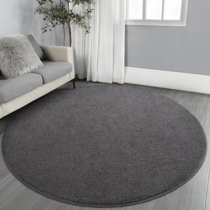 Ultra Soft Round Area Rugs for Living Room Bedroom, 6x6 Feet Dark Grey Thickened Memory Foam Modern Indoor Circle Carpets, Non-Slip Comfy Circular Rug for Boys Girls Nursery Room Home Decor