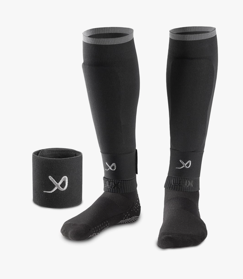 LUX Soccer Sleeves w/FREE Guard Stays for Men/Boys/Youth Compatible w/Soccer Grip Sock
