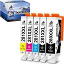 DOUBLE D 280 281 Ink Cartridges Compatible Replacement for Canon 280 281 PGI-280XXL CLI-281XXL for Canon PIXMA TR7520 TR8520 TS8220 TS9120 TS8120 TS6120 TS6220 TS9520 TS9521C TS702 (PGBK, BK, C, M, Y)