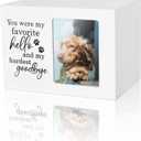 CHONIC Pet Urns for Dogs Ashes, Dog Urns with Photo Frame, Cat Ashes Keepsake Box, Loss of Dog Sympathy Urn, Pet Memorial Gifts, Pet Bereavement Gift, Dog Pass Away Remembrance Gift (White)