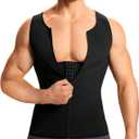 TAILONG Slim Fit Men Undershirt Body Control Compression Shaper Waist Cinching Girdle Tank Top Vest (3XL, Black)