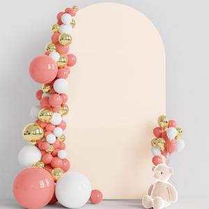 Wokceer Wedding Arch Cover 8FT Spandex Fitted Wedding Arch Stand Covers Round Top Chiara Arch Backdrop Cover for Birthday Party Ceremony Banquet Decoration Beige