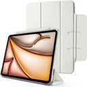 for iPad Air 11 Inch Case M3/2(2024/2025),iPad Air 5th Generation case 2022, Air 4th Generation case, Tri-fold Smart Cover with Clear Shell, Slim and Lightweight, Creamy White