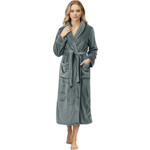 NY Threads Premium Womens Robe, Plush Fleece Long Bath Robe for Women, Fluffy Soft Women's Bathrobe (Medium, Dark Grey)