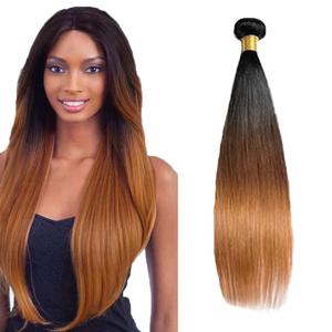 T1B430 Straight Human Hair Bundles Ombre Brown 30 Inch 3 Tone Brown 1 Bundles Human Hair Extensions 100 Gram Per Bundle Unprocessed Virgin Double Weft