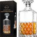 LIGHTEN LIFE Whiskey Decanter 29oz Crystal with Stopper, Non-Lead, 828ml, Clear, Durable, Dishwasher Safe, Classic European Design, Gift Box Included