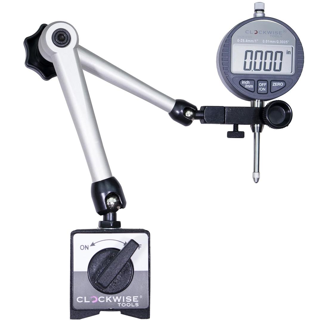 Digital Indicator with Magnetic Base Holder Stand, DIBR-0105 0-1 Inch/25.4mm, Inch/Metric Conversion, Auto Off