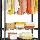 Ulif H2 Heavy Duty Clothes Rack, Freestanding 4 Tiers Garment Rack for Hanging Clothes with Shelves and Hangers, Closet Organizers and Storage Metal Closet Wardrobe System, Max Load 500 LBS, Black