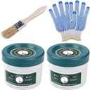 2PCS Reel Lawn Mower Sharpening Kit, Backlapping Compound for Manual Reel Mower, Includes 80 Grit and 120 Grit Compound Sharpening Kit, Glove and Brush, Easy-to-Use and Durable Design 1.5 Pounds)