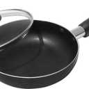 Bene Casa - Black Nonstick Aluminum Frying Pan with Glass Lid (6") - Dishwasher Safe for Easy Cleaning