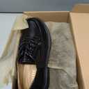 Oxford Shoes for Women Womens Oxford Shoes Lace-Up Round Toe Leather Flat Non-Slip Fashion Classic Business Casual Comfortable Dressy Office Work Ladies Shoes (7, 9035black)