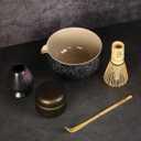 5-Piece Traditional Matcha Set beautifully crafted ceramic Japanese matcha bowl, chasen holder, natural bamboo whisk, spoon, and airtight matcha tin container Perfect for ceremonial-grade matcha
