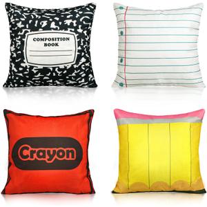 4 Pcs Back to School Throw Pillows 1515 Inch Composition Notebook Crayon Pencil Classroom Throw Pillow Back to School Party Decor for School Counselor Office Decor