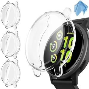 Fintie 4 Packs Screen Protector Case Compatible with Garmin Vivoactive 5, Soft TPU Plated Bumper Full Cover Protective Cases Scratch-Proof (Clear x 3), vivoactive
