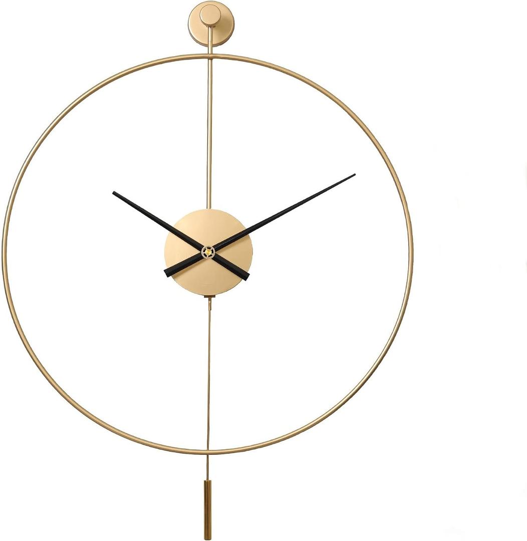 SHISEDECO Classical Large Modern Minimalist Pendulum Wall Clock 24" Gold