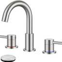 FGKQ Brushed Nickel Bathroom Faucet 3 Hole, 8 inch Widespread Bathroom Faucets for Sink 3 Hole Brushed Nickel with PopUp Drain Water Supply Lines