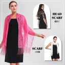 Ladiery Women's Floral Lace Scarf Shawl with Tassels, Soft Mesh Fringe Wraps for Wedding Evening Party Dresses