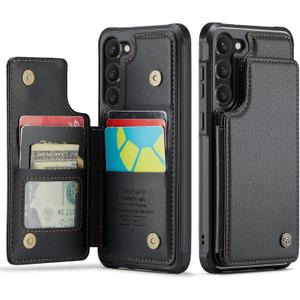Vinich for Samsung Galaxy S23 Plus Wallet Case with Card Holder, RFID Blocking Credit Slots Kickstand Shockproof Phone Cover for Women Men, Black
