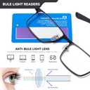 2 x 2 Pack Multifocal Progressive Reading Glasses Men, Blue Light Multifocus Bifocal Readers for Mid and Near Range (Bifocal Black & Grey)