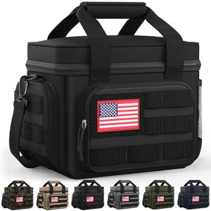 HOTOR Lunch Box for Men & Women - Insulated Lunch Bag with Multiple Pockets, Tactical Cooler Bag for Work, Hiking, Camping, Fishing, Travel, Black,  11.0" x 8.3" x 7.1", Black