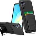 for Samsung Galaxy A17 Phone Case with Folding Kickstand Wallet Card Holder Shockproof Protective Cover Case for Samsung Galaxy A17 - Black