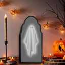 2025 Halloween Ghost Mirror – 19.6" x 9.4" Hologram Ghost Mirror, Halloween Ghost Decorations Indoor for Fireplace, Living Room, Bedroom, DIY Haunted House Props (Wavy Border)