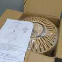 Boho Rattan Ceiling Light - Flush Mount Mini Chandelier Woven Light Fixture for Bedroom, Hallway, Entryway, Bathroom, Nursery (Brown-D30cm)