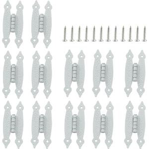 Murtenze 12 Pack 3.5 Inch White Antique H Hinges Cold Rolled Steel Cabinet Hinge Flat Hinges Flush Mount Door Hinges Decorative Hinges for Cabinet Drawer Jewelry Box
