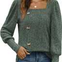 WIHOLL Womens Tops Dressy Casual Fall Sweaters Square Neck Fashion Clothes 2023 (Large)