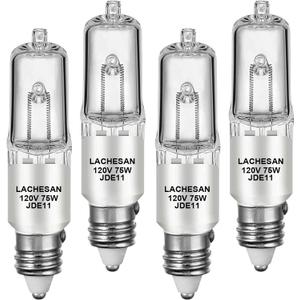JDE11 120v 75w, 55mm E11 Halogen BulbReplacement E11 Led Bulb T4 Mini Candelabra Base, 2700K Warm White Dimmable for Chandeliers, Ceiling Fan, Table Lamps, Cabinet Lighting, 4 Pack