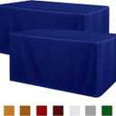 Obstal 2 Pack Table Clothes for 4 Foot Rectangle Tables - Water Resistant Washable Fabric Polyester Rectangle Table Cover Protector for Wedding, Banquet and Trade Shows, 48L x 24W Inches, Royal Blue