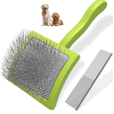 2PCS Slicker Brush for Dogs & Pet Comb,Professional Dog Grooming Brush (Goldendoodles,Poodles,Labradoodles) with Extra Long Pins to Effectively Remove Tangles, Knots and Mats