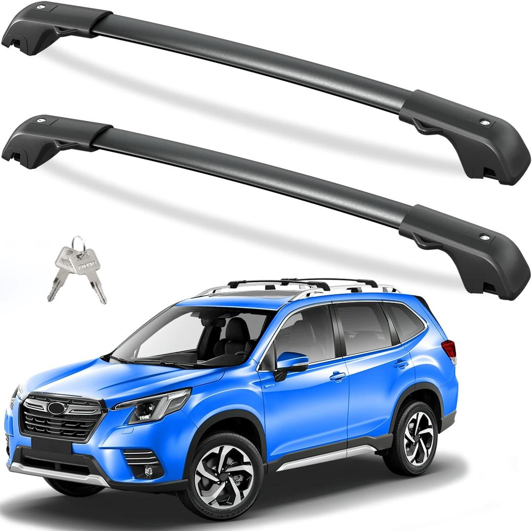 Tuyoung 300lbs Roof Rack Cross Bars Compatible with Subaru Forester 2014-2026 with Raised Side Rails (Not for Wilderness), Lockable Heavy Duty Aluminum Metal Lock Roof Rails Crossbars Luggage Racks.