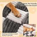 FUNNY FUZZY Pet Couch Covers for Sofa, Dog Couch Bed Washable Plush Pets Mat for Furniture Protector Cream Square Plaid Cozy Sofa Pad for Cats, Black (33.5"L x 30.5"W x 5.5"Th)