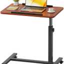 ZIWEI STAR Laptop Table Mobile Adjustable Height Portable Desk Notebook Swivel PC Computer Rolling Desk with Wheels, Laptop Stand for Couch Bedside Hospital Bed Table (Red Brown), 47 cm x 68 cm x 8.5 cm