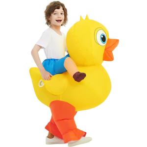 COMIN Inflatable Yellow Duck Costume Cute Blow up Funny Party Halloween Costume for Kids (48")