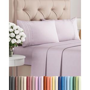 King Size 4 Piece Sheet Set - Comfy Breathable & Cooling Bed Sheets Set - Hotel Luxury Bedding for Women, Men, Kids, Teens, Boys & Girls - Deep Pockets, Soft, Wrinkle Free - Oeko-Tex - Light Lavender