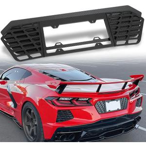 Rear License Plate Frame fit for C8 Corvette Stingray Z51 2020 2021 2022 2023 2024 2025 Glossy Aluminum and Black Carbon Fiber License Plate Frames Rear License Plate Frame fit for C8 Corvette Stingray Z51 2020 2021 2022 2023 2024 2025 Glossy Aluminum and Black Carbon Fiber License Plate Frames